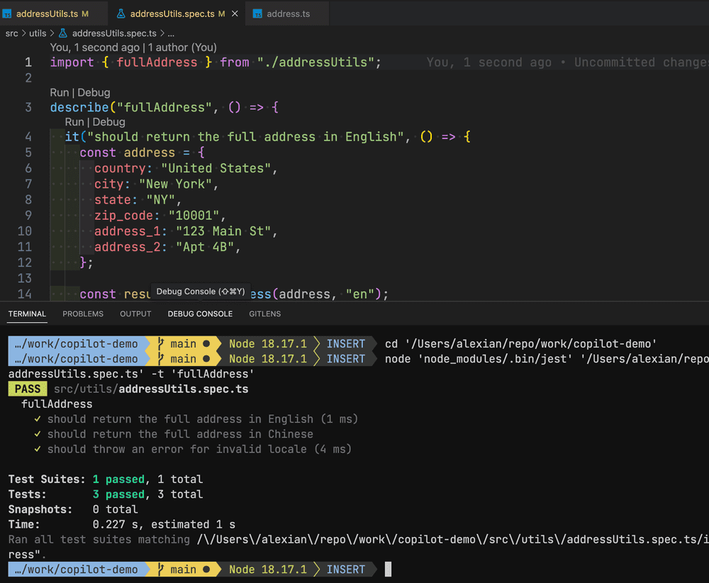 使用 /tests 指令產出的測試，皆可通過測試